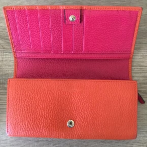 GUCCI Swing Long Wallet in Vibrant Orange Leather with Pink Interior 354498 2067 - Picture 11 of 12